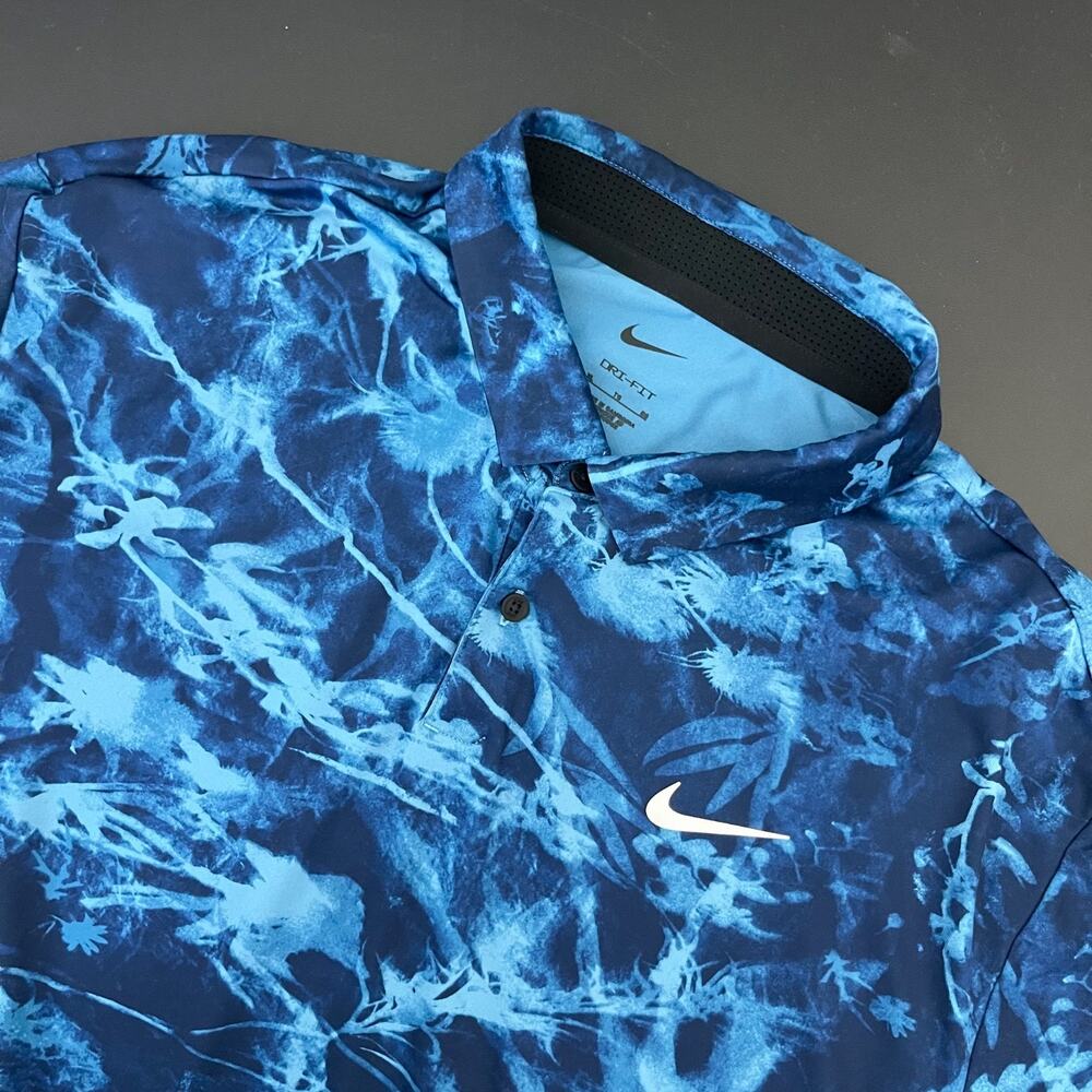 Nike Dri-Fit Tour Performance Golf Polo Shirt Mens XL Blue Floral Flare Cowboys